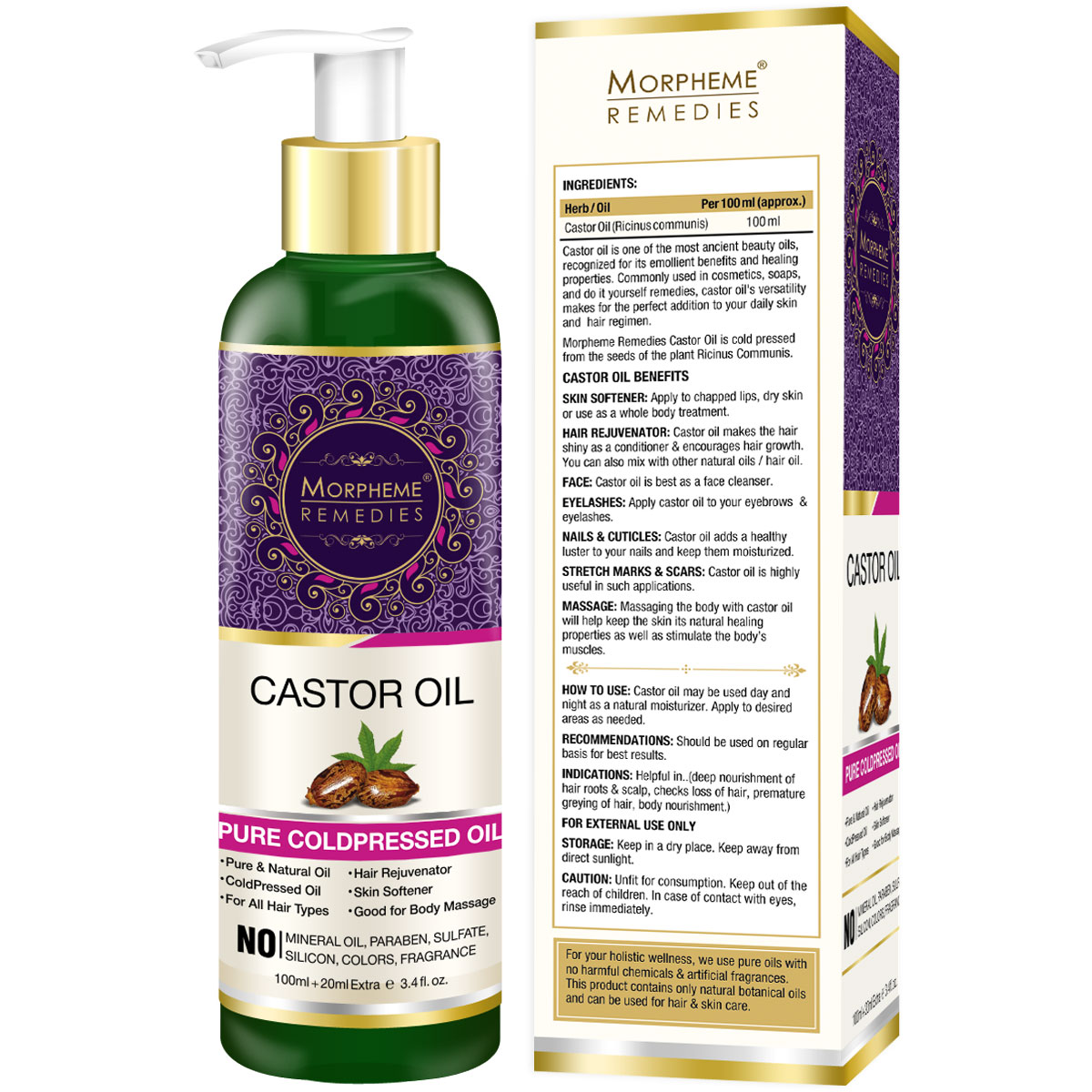 Pure Coldpressed Castor Oil Massage Oil Hair Oil Skin Oil